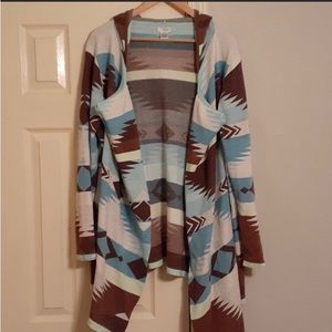 Tasha Polizzi Western Print Hooded Open Cardigan XL